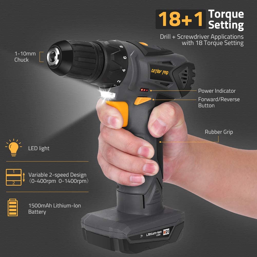 Details about   21V 2Speed Electric Cordless Drill Driver w/ Bits Set & Li-ion Battery & Case ✅ 